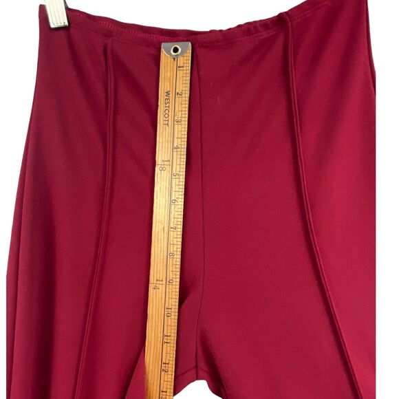 VTG 70s Bell Bottom Pants M Red High Rise Disco Wide Leg Palazzo Retro Leisure - Picture 9 of 12
